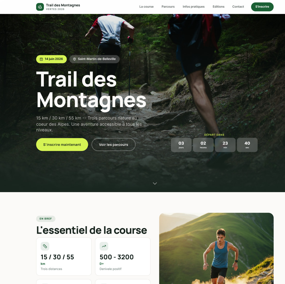 Apercu du site Trail des Montagnes Vertes
